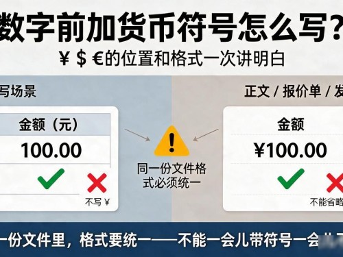 数字前加货币符号怎么写？¥$€的位置和格式一次讲明白
