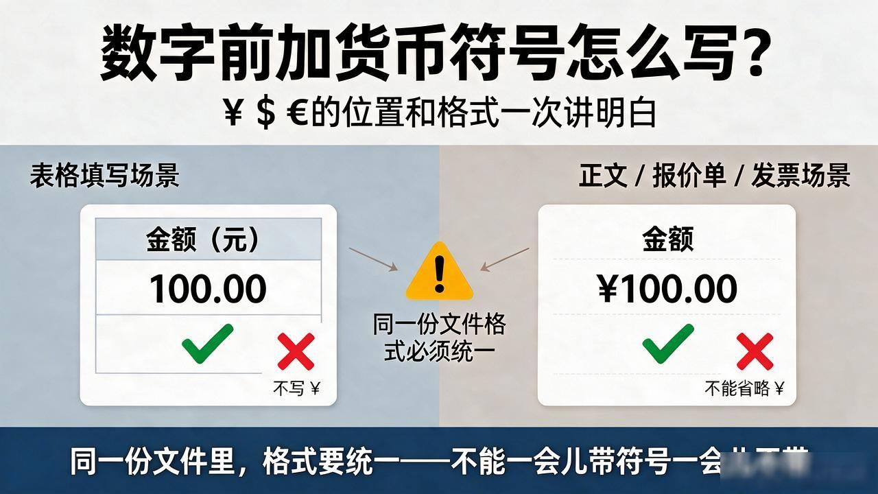 货币符号使用规范_加货币符号数字怎么写_财务金额格式标准